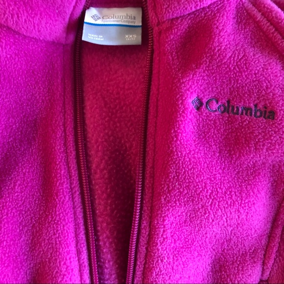 Columbia Girls Fleece Jacket, XXS, (4-5), Hot Pink, pre-owned, pet/smoke free - Picture 3 of 11